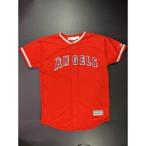 Majestic Los Angeles Angels #27 Mike Trout Sewn Button Jersey-Youth XL 18-20